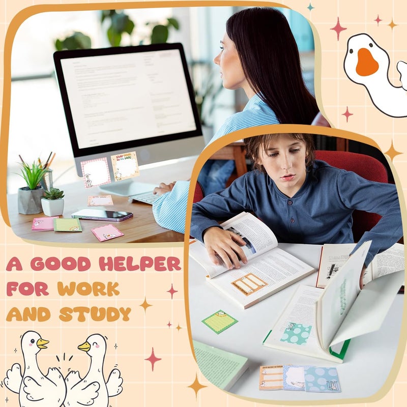 Saypacck 9 Pads Goose Sticky Notes Cartoon Self Stick Notepads 3x3 Inches Notes Adhesive Memo Pad Office Decor Gifts for Students School Teacher Office Meeting - Image 5