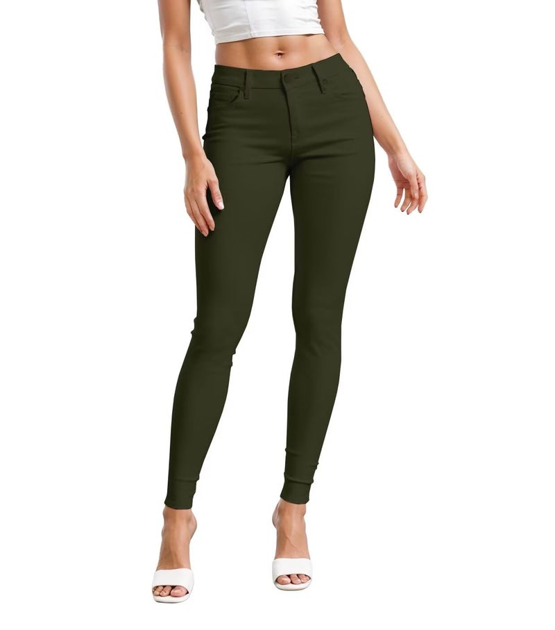 Hybrid & Company Hybrid Company Womens Hyper Ultra Stretch Comfy Skinny Leg Work Casual Pants P44876SK Olive L