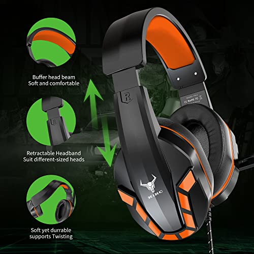 Kikc PS4 Gaming Headset with Mic for Xbox One, PS5, PC, Mobile Phone and Notebook, Controllable Volume Gaming Headphones with Soft Earmuffs for Kid - Image 4
