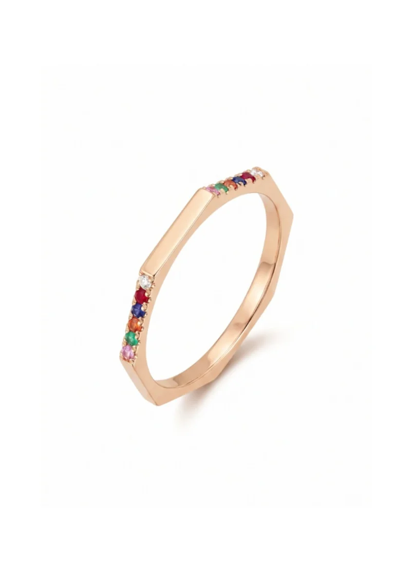 ايمي دبي Ring thin/colorful stones gold
