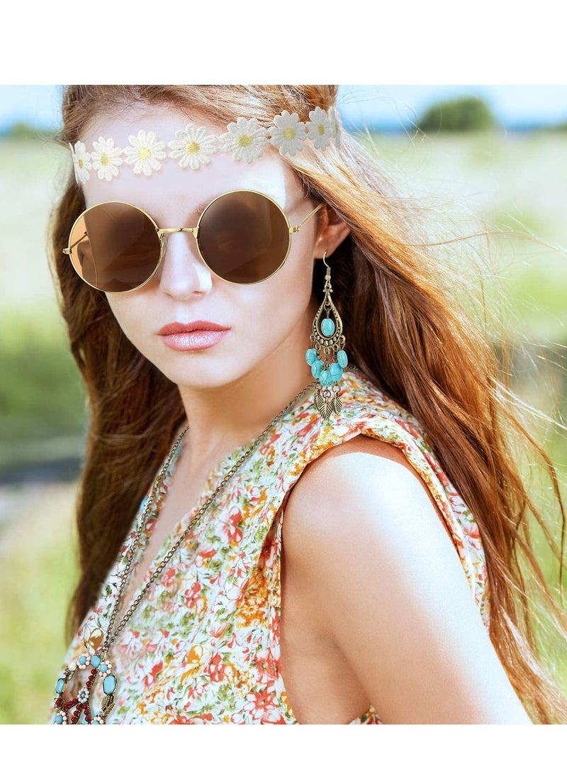 KASTWAVE 4 Pieces Hippie Costume Set Include Sunglasses Headband Necklace and Earring Hippie Accessories for Women 60s 70s Party - Image 5