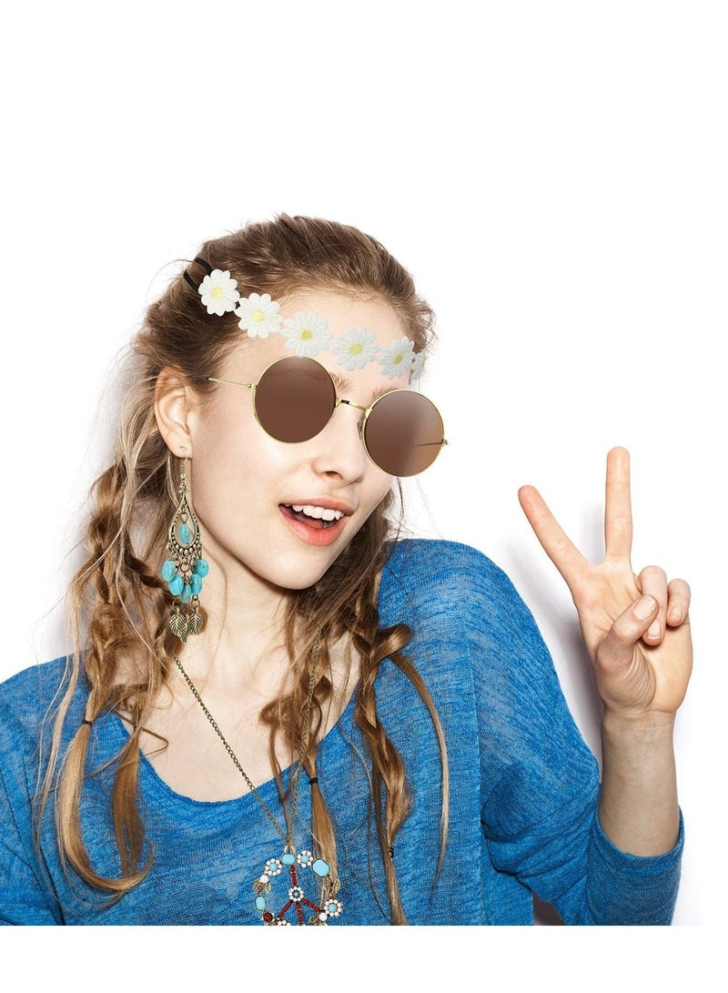 KASTWAVE 4 Pieces Hippie Costume Set Include Sunglasses Headband Necklace and Earring Hippie Accessories for Women 60s 70s Party - Image 4