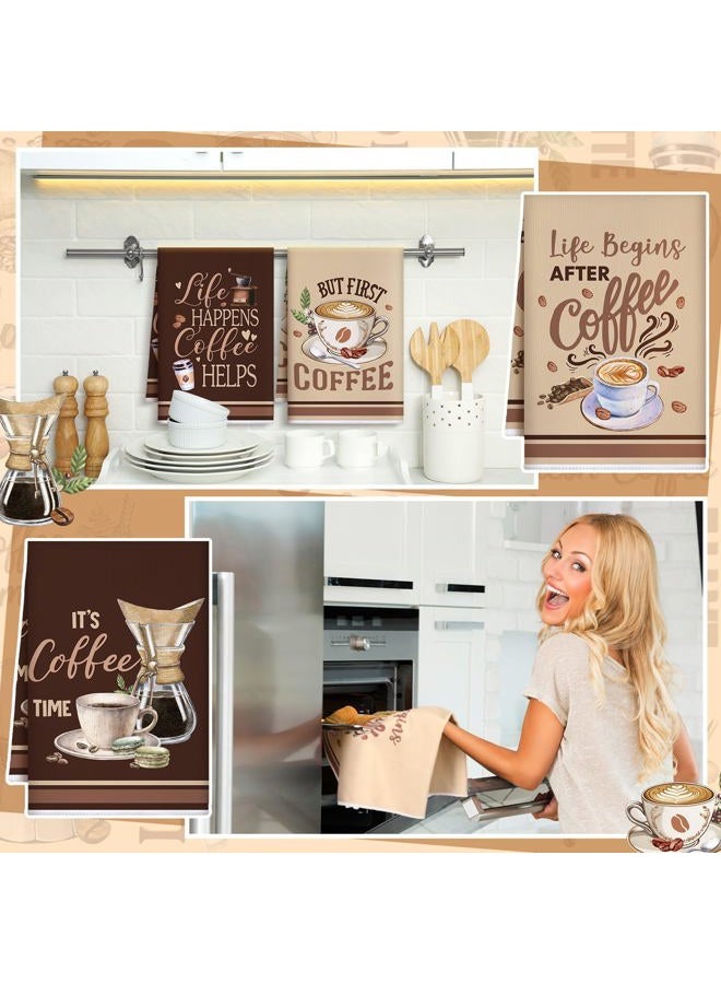 Bencailor 6 Pcs Coffee Kitchen Towels Decorative Sets Dish Towels Absorbent Fast Drying Hand Tea Vintage Hanging Reusable Cleaning Dishcloths for Cooking Farmhouse Bathroom Accessory - Image 4