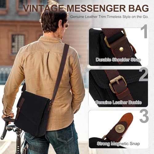 VX VONXURY Small Messenger Bag,VONXURY Water Resistant Shoulder Bag Canvas Crossbody Purse for Women Men - Image 4