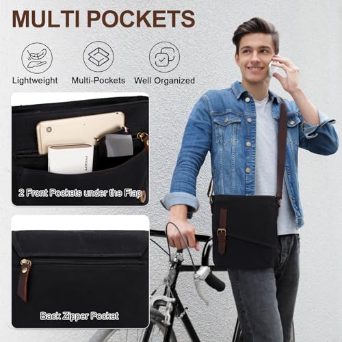 VX VONXURY Small Messenger Bag,VONXURY Water Resistant Shoulder Bag Canvas Crossbody Purse for Women Men - Image 5
