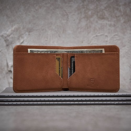 Vaultskin MANHATTAN Slim RFID Blocking Bifold Leather Wallet for Men - Minimalist Front Pocket Card Holder, Holds 9 Cards & Cash, Premium Italian Leather (Cognac) - Image 5