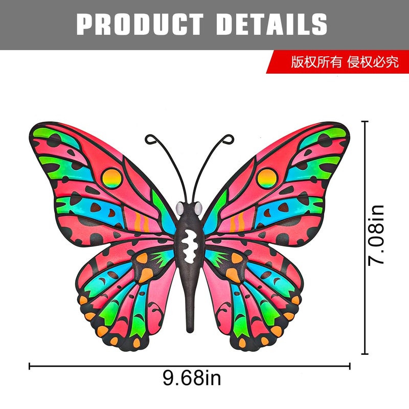 Daogtc 4 Pack Outdoor Butterfly Wall Decor - 9.6 inches Metal Butterfly Wall Art Decorartion for Yard Fence Garden Patio Balcony - Image 4