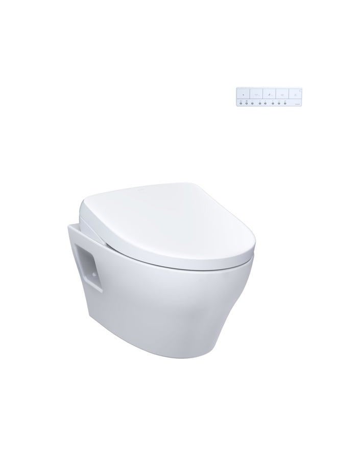 Toto ® WASHLET®+ مرحاض معلق مطول مع مقعد bidet عصري S7A ونظام خزان مزدوج التدفق التلقائي DuoFit® في الجدار 0.9 و 1.28 GPF، فضي غير لامع - CWT4284736CMFGA#MS - Image 1