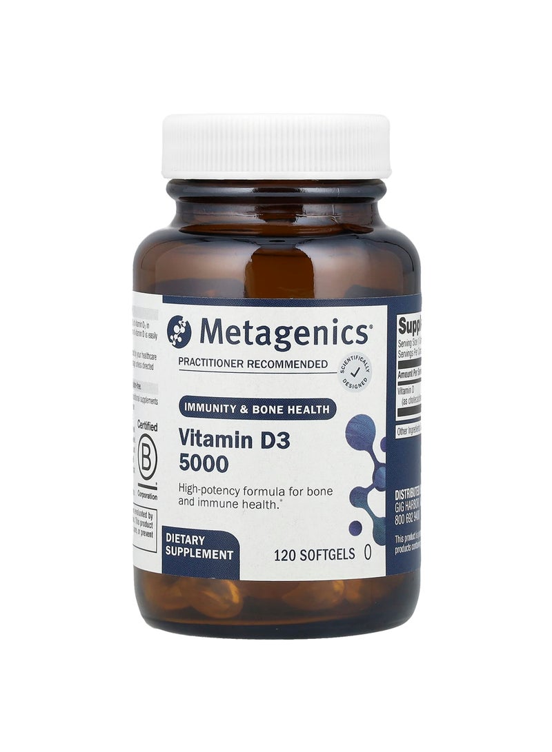 Metagenics Vitamin D3 5000, 125 mcg (5,000 IU), 120 Softgels