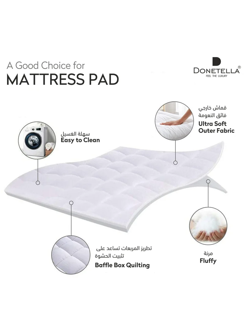Donetella Mattress Topper Fitted Style Extremely Thick, Ultra Luxurious, and Incredibly Soft 200 x 200 Height 14 Cms