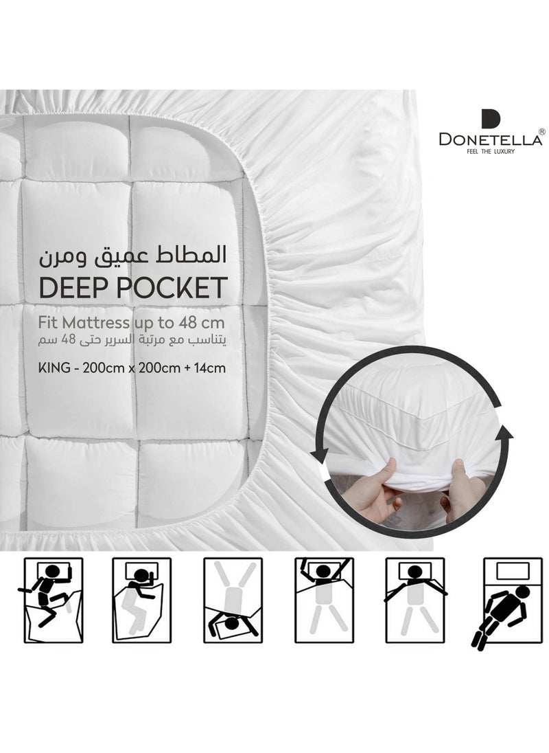 Donetella - Mattress Topper Fitted Style Extremely Thick, Ultra Luxurious, and Incredibly Soft 200 x 200 Height 14 Cms - Image 1