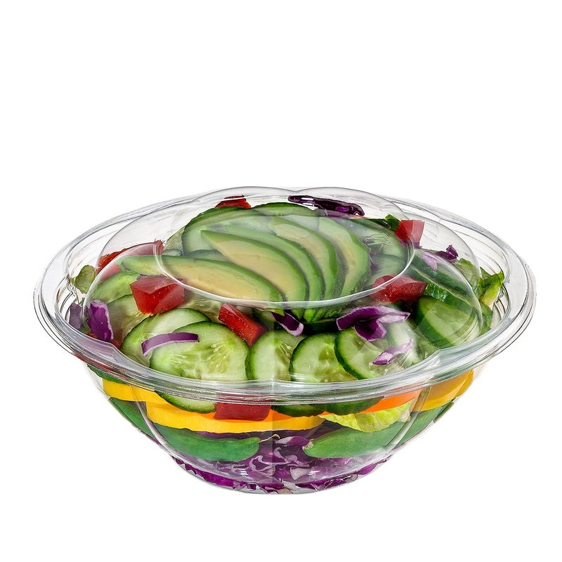 Comfy Package [50 Sets - 24 oz.] Clear Plastic Salad Bowls To Go With Airtight Lids - Image 1