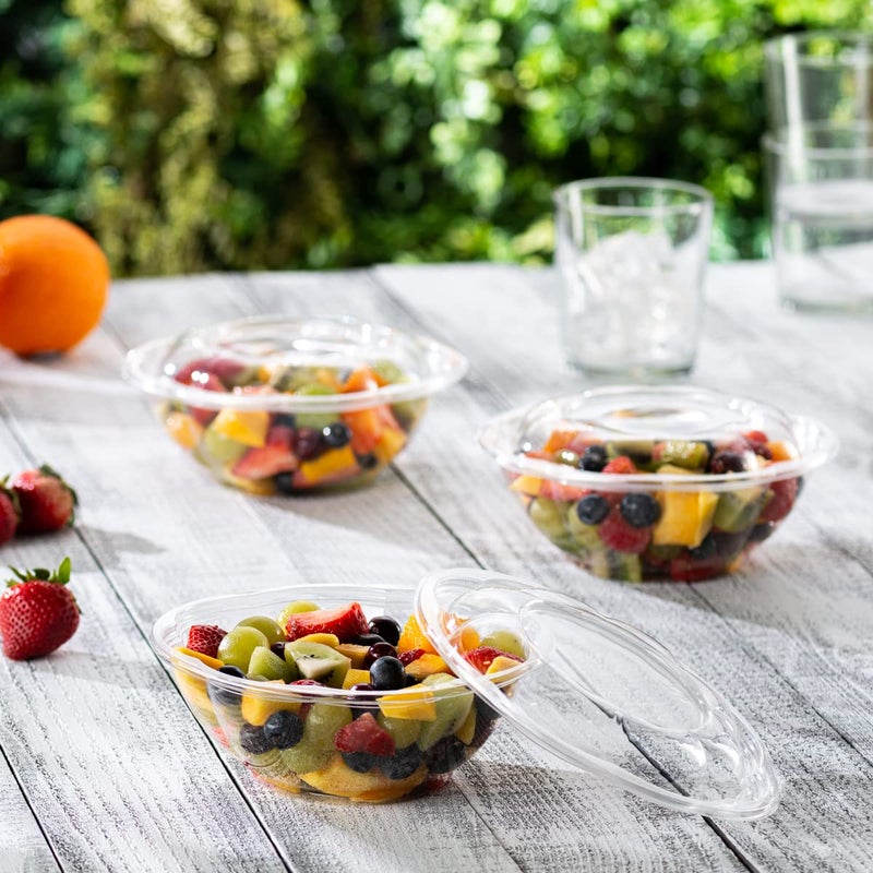 Comfy Package [50 Sets - 24 oz.] Clear Plastic Salad Bowls To Go With Airtight Lids - Image 5