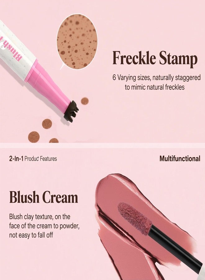 FirstFly 2 in1 Freckle Blush Pen, Light Brown Faux Freckle Stamp Pen Soft Pink Liquid Blush for Natural Sunkissed Makeup, Face Natural Lifelike Waterproof Long Lasting Quick Dry Fake Freck Tint Marker Pen - Image 3