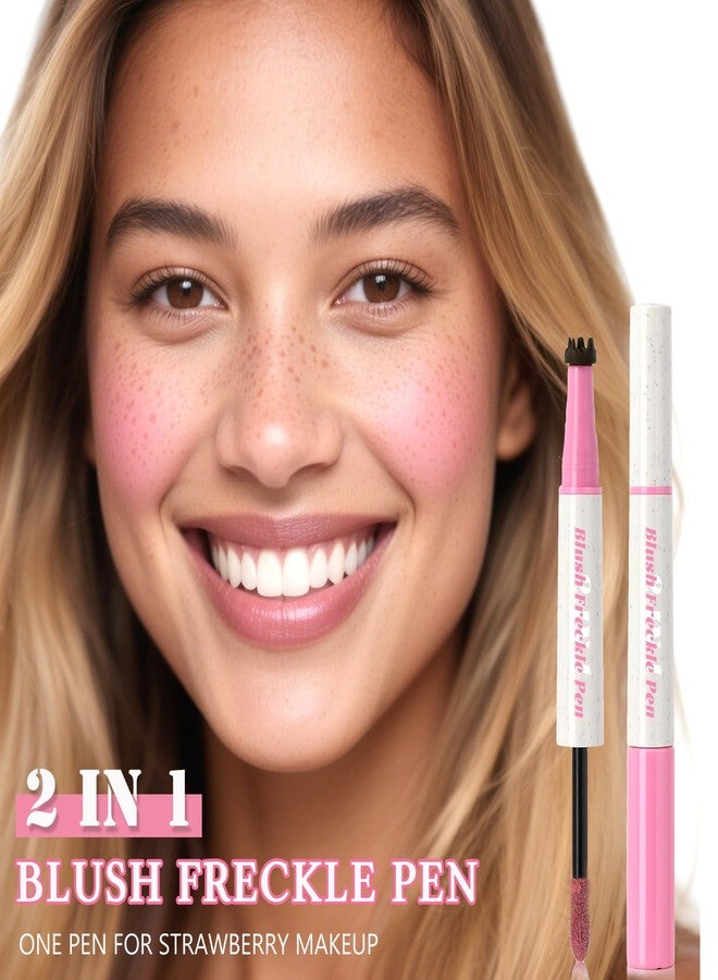 FirstFly 2 in1 Freckle Blush Pen, Light Brown Faux Freckle Stamp Pen Soft Pink Liquid Blush for Natural Sunkissed Makeup, Face Natural Lifelike Waterproof Long Lasting Quick Dry Fake Freck Tint Marker Pen - Image 2