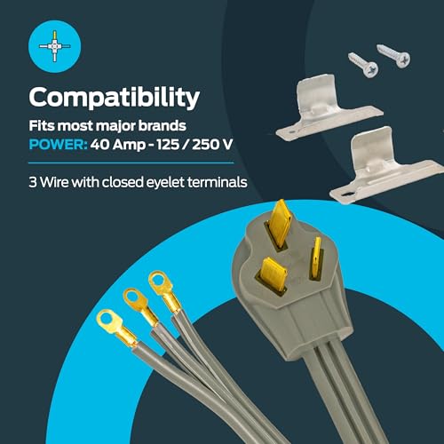 Eastman 5 Feet Electric Range Cord, 50 Amps 3-Prong Wire, 61242 - Image 3