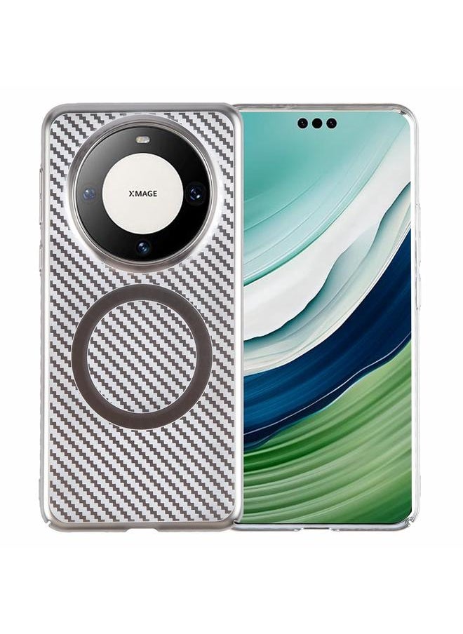 erorex - For Huawei Mate 60 Pro /60 Pro+ 6D Plated Carbon Fiber Clear Magsafe PC Phone Case(Titanium Grey) - Image 1
