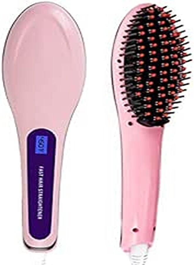 Hair Straightener Brush Ceramic Heating Hair Straightening Brush Temperature Display Anti-scald Effective Hair Comb Pink Color Available ZFS