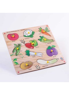 Skillofun Wooden Kingsize Tray Vegetables With Knobs | Fine Motor Skill Toys For Kids | Educational Toys For 1+ Year Old | Brain Development Toys For 1 + Year Old | Wooden Blocks | Blocks For Kids  - Image 2
