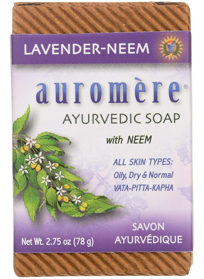Auromere - Auromere Ayurvedic Bar Soap Lavender Neem  Eco Friendly Handmade Vegan Cruelty Free Natural Non GMO 275 oz 1 pack - Image 1