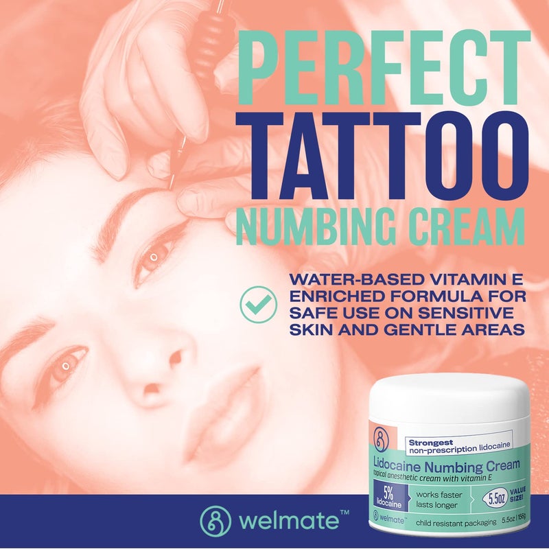 WELMATE | 5% Lidocaine | Numbing Cream Maximum Strength | Topical Anesthetic | Aches, Back Pain, Itching, Soreness, Burning, Tattoos, & Bruises | Unscented | Vegan | Child Resistant Packaging | 5.5 Oz - Image 3
