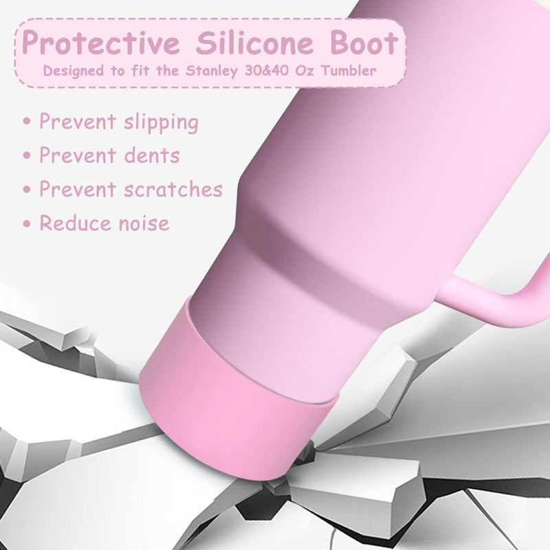 vikgle Stanley Cup Accessories Set,Including 2 Pcs 0.4in Straw Cover, 1 Silicone Spill-Proof Stopper Set of 3, 1 Cute Flower Handle Charm, 1 Silicone Boot Fits Stanley 40&30 Oz Tumbler (Lavender Pink) - Image 4