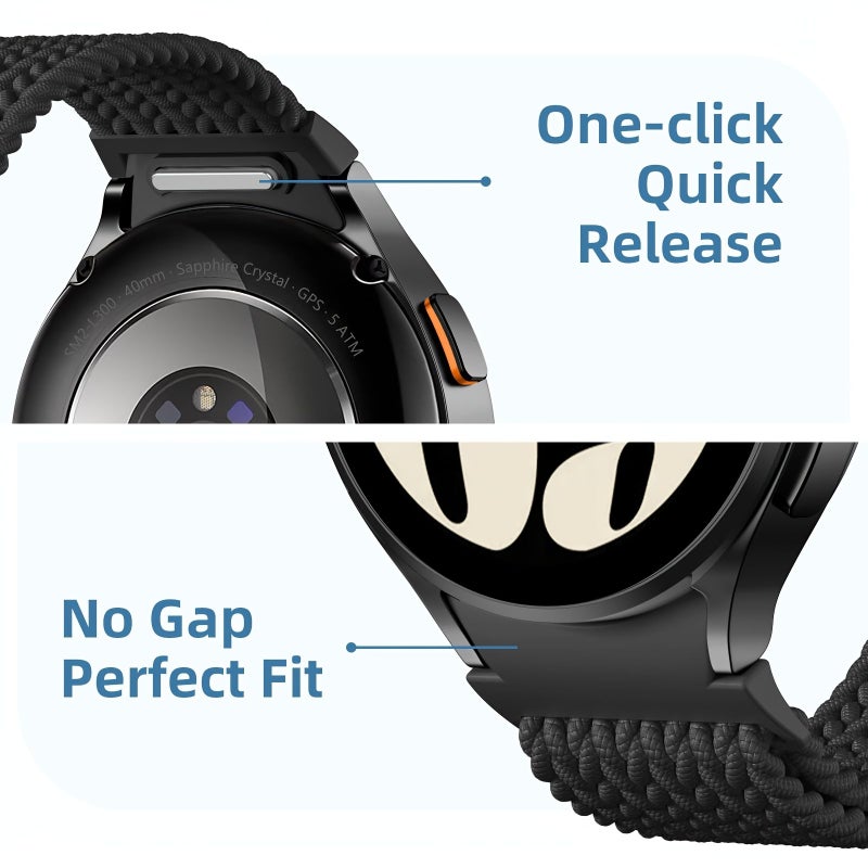 Silicone Nylon Sport Loop Strap for Watch Band 5 1 9 1 Inch Black - Image 2
