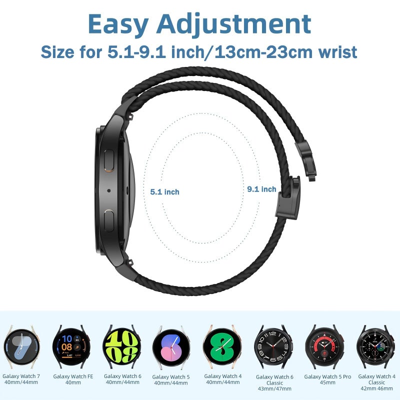 Silicone Nylon Sport Loop Strap for Watch Band 5 1 9 1 Inch Black - Image 4