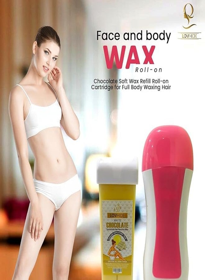 LOVHIDE Roll-On Wax Heater with White Chocolate Liposoluble Wax Cartridge (100g) - Hair Removal Kit for Women & Men - Suitable for All Skin Types - Image 3