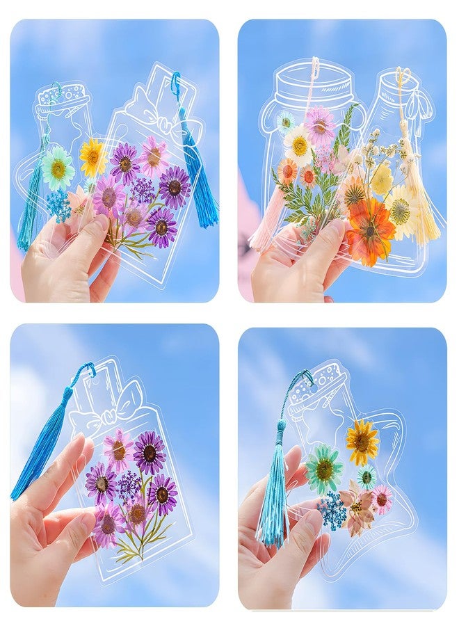 Auomuo 40 PCS Transparent Dried Flower Bookmarks, 2025 New Clear Jars Stickers Set, Can Be Treasured for a Long Time, for Book Lovers (40Pcs Bookmarks-Set D) - Image 4
