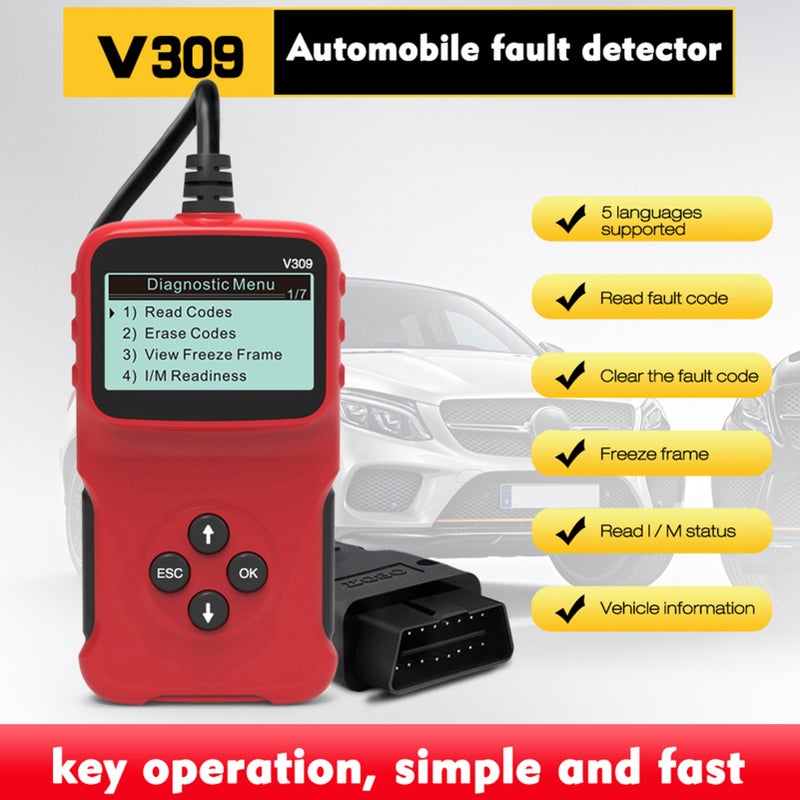 أداة تشخيص عالمية لـ OBDII مسحاق ومقارئ رموز السيارات لجميع المركبات التي تتوافق مع نظام OBDII لعام 1996 وما بعدها V309 - Image 3