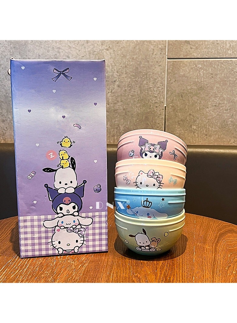 عام أطباق خزفية من سانريو، مجموعة وعاء منزلي كرتوني للأطفال هدية حلوة ذات قيمة عالية، وعاء أرز تذكاري، خيار هدية ممتاز - Image 3