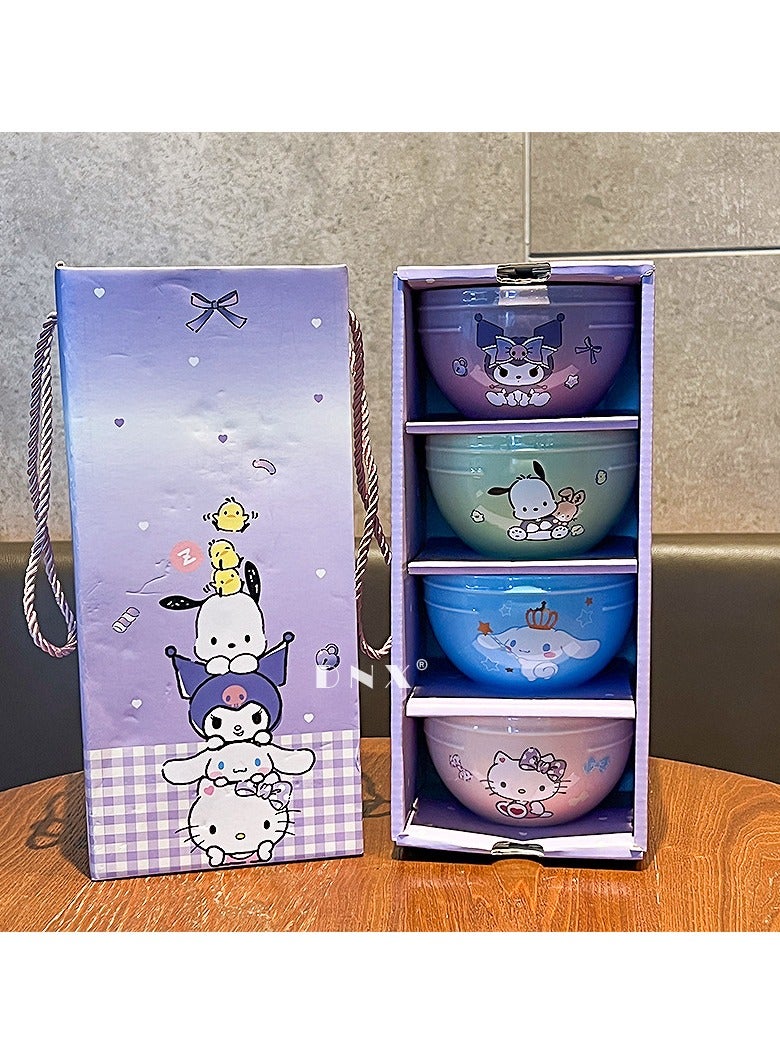 عام أطباق خزفية من سانريو، مجموعة وعاء منزلي كرتوني للأطفال هدية حلوة ذات قيمة عالية، وعاء أرز تذكاري، خيار هدية ممتاز - Image 4