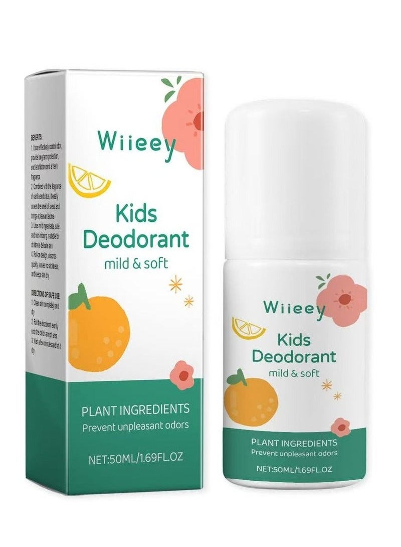 wiieey Natural Deodorant for Kids & Teens, Aluminum Free, Alcohol-Free, Paraben Free, 24 Hr Odor Protection, Clean Fresh Scent, Kids & Tweens, Hypoallergenic Deodorant 50ml (white) - Image 1