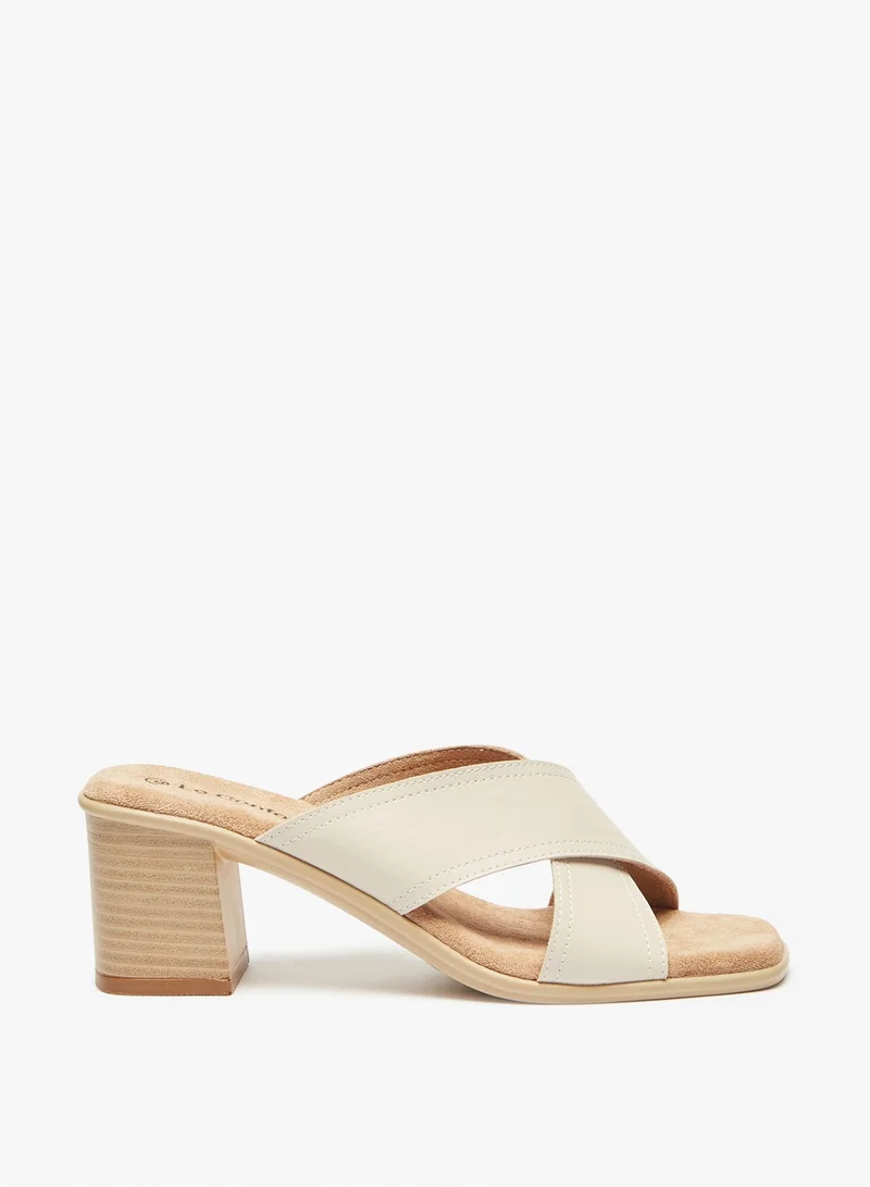 Le Confort Womens Cross Strap Slip On Sandals with Block Heels