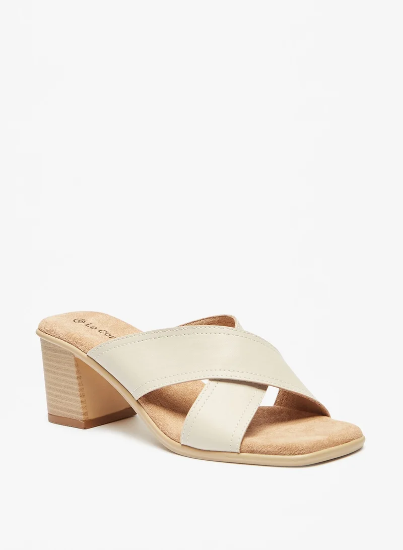 Le Confort Womens Cross Strap Slip On Sandals with Block Heels