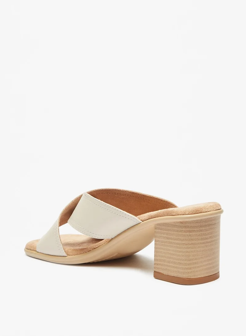 Le Confort Womens Cross Strap Slip On Sandals with Block Heels