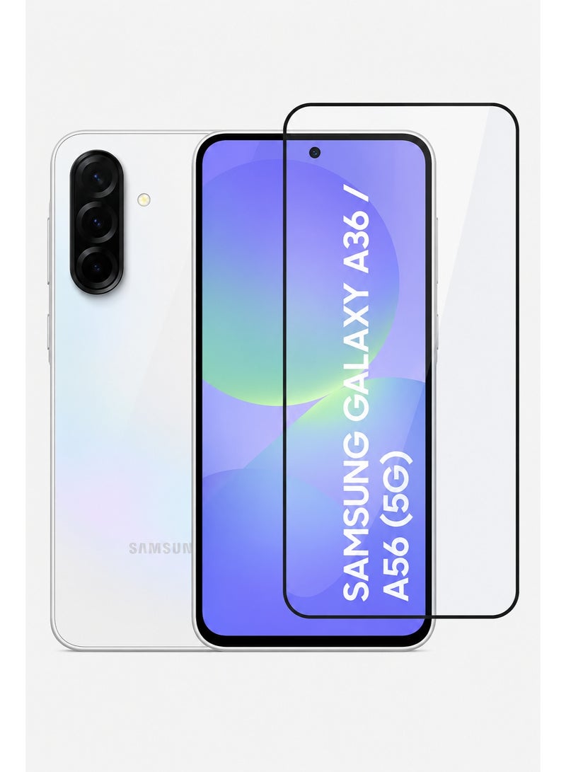 Panda Full Cover Tempered Glass Screen Protector for Samsung Galaxy A36 / A56 with Black Border - Clear - Image 1