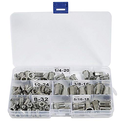 Sprite Science Stainless Steel Rivet Nuts Threaded Insert Nutsert Rivnuts 5 Sizes 8-32, 10-24, 1/4"-20, 5/16"-18, 3/8"-16 - Image 1