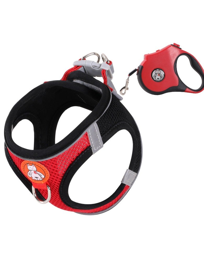 Adjustable Cat Harness Vest Custom Mesh Escape Proof Cat Harness and Leash Set for Walkings,1Piece,Black & Red,M - Image 1