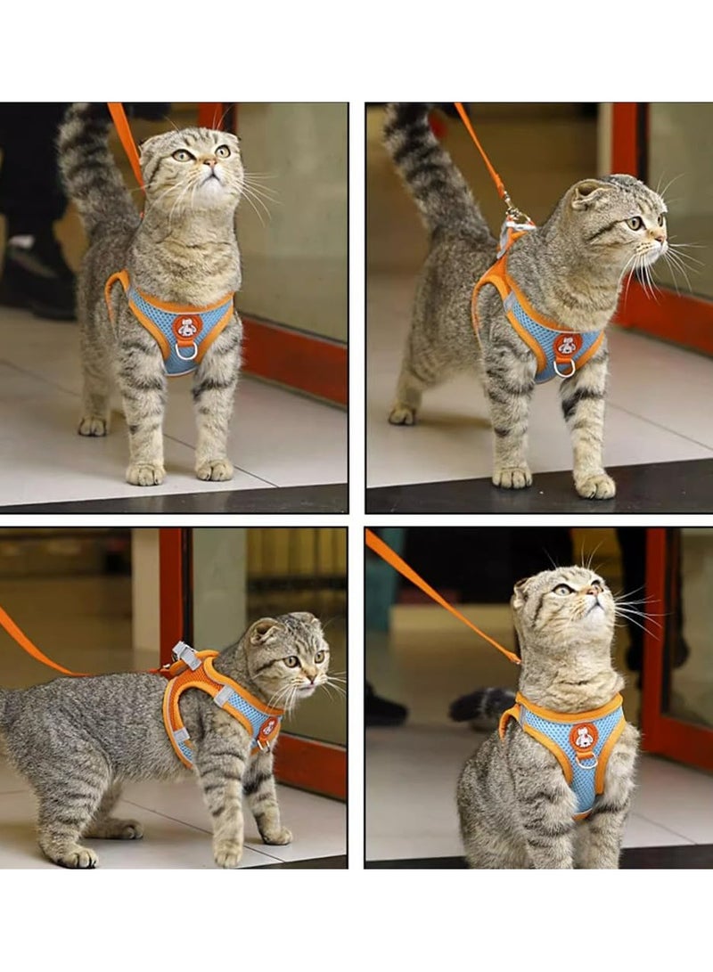 Adjustable Cat Harness Vest Custom Mesh Escape Proof Cat Harness and Leash Set for Walkings,1Piece,Black & Red,M - Image 3