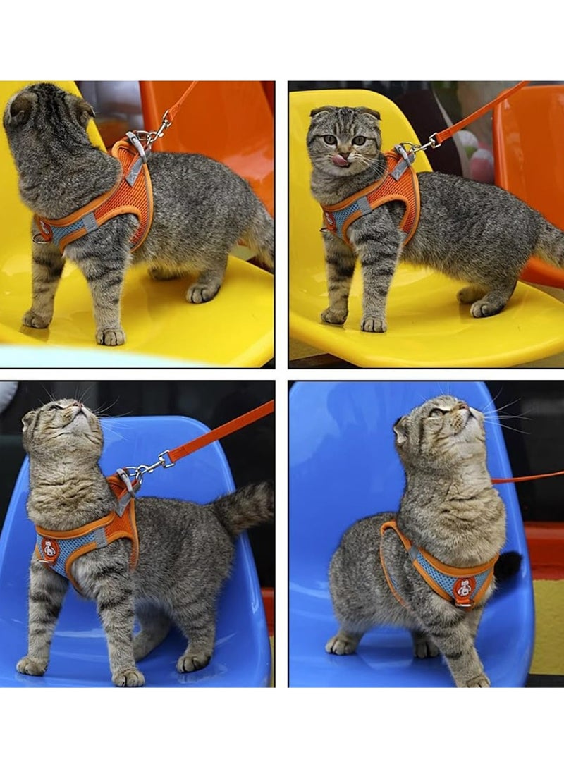 Adjustable Cat Harness Vest Custom Mesh Escape Proof Cat Harness and Leash Set for Walkings,1Piece,Black & Red,M - Image 2