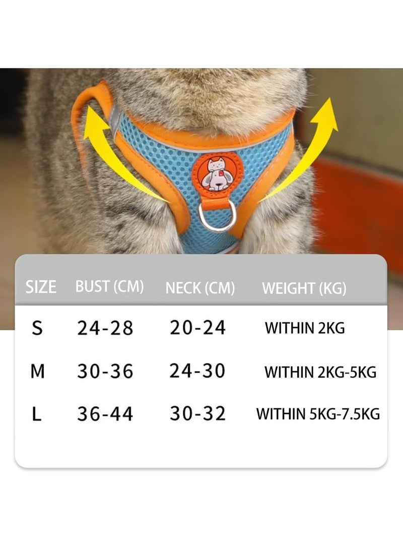 Adjustable Cat Harness Vest Custom Mesh Escape Proof Cat Harness and Leash Set for Walkings,1Piece,Black & Red,M - Image 4