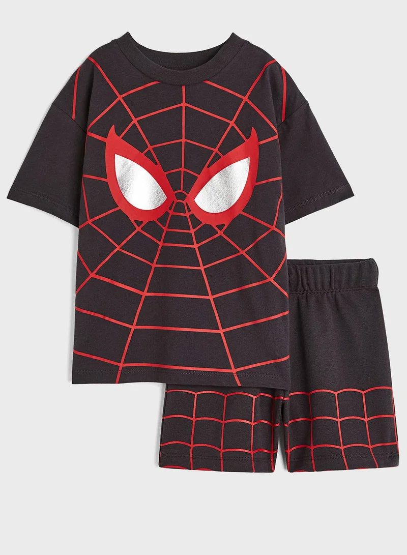 اتش اند ام Kids Spiderman Printed Shorts & T-Shirts Set