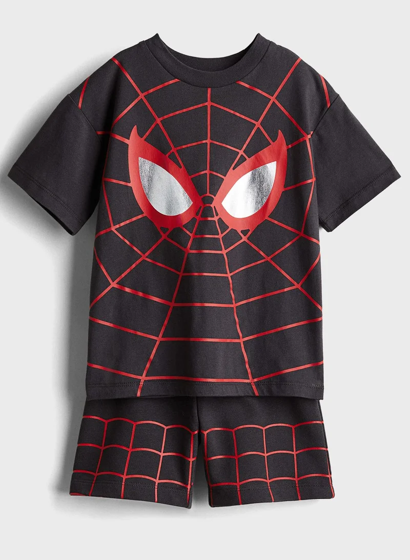 اتش اند ام Kids Spiderman Printed Shorts & T-Shirts Set