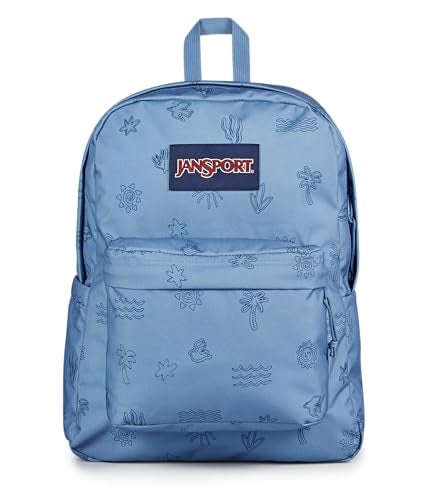 JanSport SuperBreak Plus Backpack with Padded 15-inch Laptop Sleeve and Integrated Bottle Pocket - Spacious and Durable Daypack for Work and Travel - Sunny Sketches Blue - Image 1