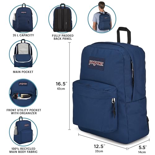 JanSport SuperBreak Plus Backpack with Padded 15-inch Laptop Sleeve and Integrated Bottle Pocket - Spacious and Durable Daypack for Work and Travel - Sunny Sketches Blue - Image 3