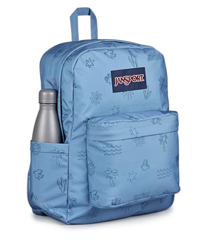 JanSport SuperBreak Plus Backpack with Padded 15-inch Laptop Sleeve and Integrated Bottle Pocket - Spacious and Durable Daypack for Work and Travel - Sunny Sketches Blue - Image 4