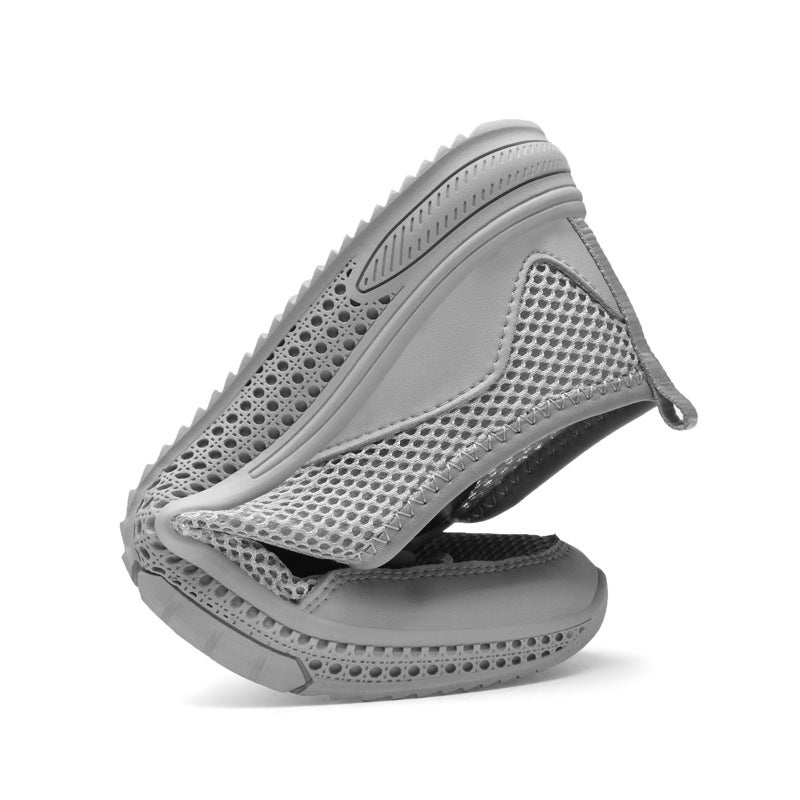 Men's Round Toe Mesh Men's Casual Shoes Sleeve Loafers Thin Breathable Flat Heel Casual Men's Shoes Hollow Fly Weaving - Image 4