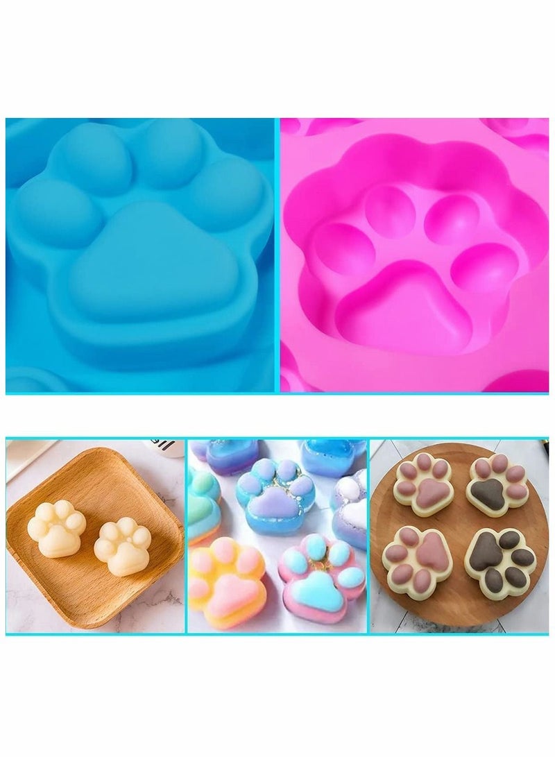 Excefore قوالب شوكولاتة سيليكون، 3 قطع قوالب خبز شكل كف حيوان أليف غير لاصقة، قوالب حلوى مجمدة للكلاب، قوالب مكعبات ثلج، تزيينات كعك، مستلزمات صناعة الصابون، قوالب ذوبان الشمع - أزرق، وردي - Image 4